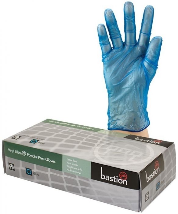 Blue vinyl gloves large