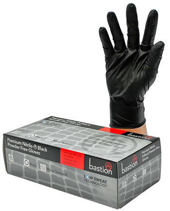 black nitrile gloves no powder