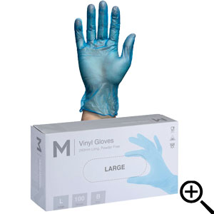 blue vinyl gloves