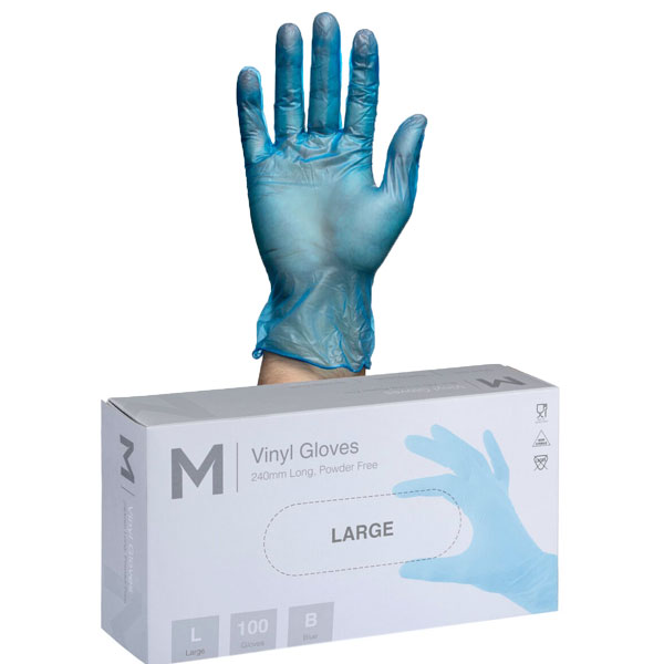 blue vinyl gloves