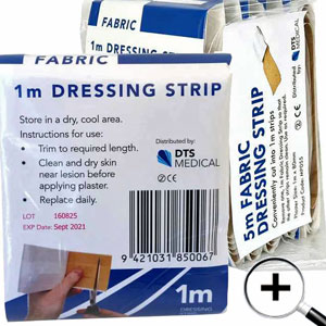 Fabric dressing strip 1metre or 5 metre strips in a bag