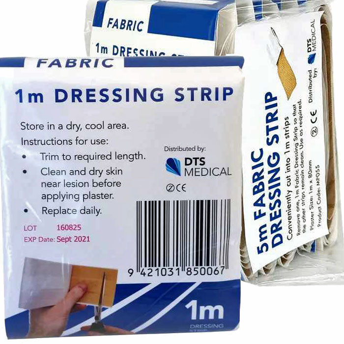 Fabric dressing strip 1metre or 5 metre strips in a bag