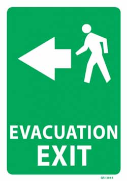 Evacuation Exit with Left Arrow - PVC sign  